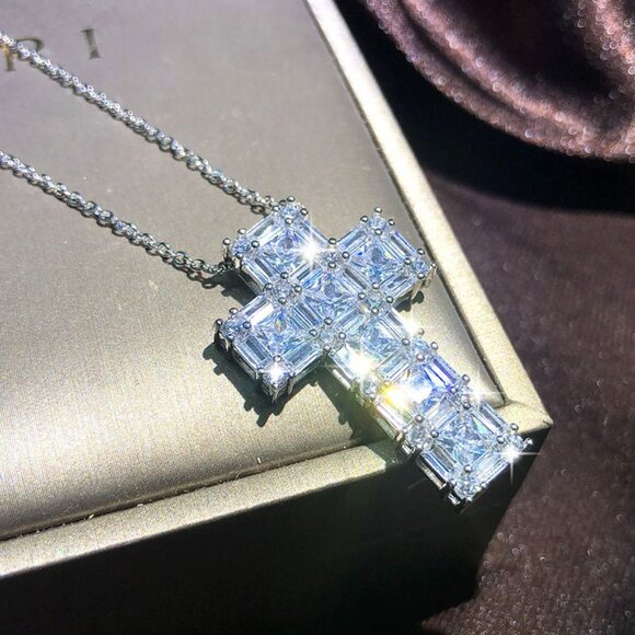 Unisex 925 Sterling Silver Plated Luxury Cross - Picture 9 of 13